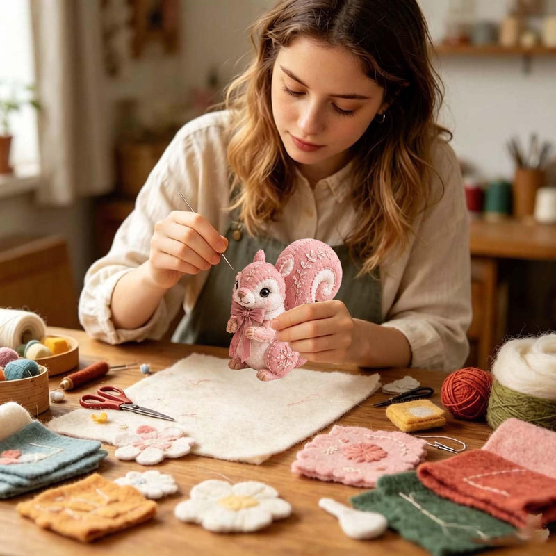 🧵Pink Woodland Friends DIY Felt Patchwork Kit🧵