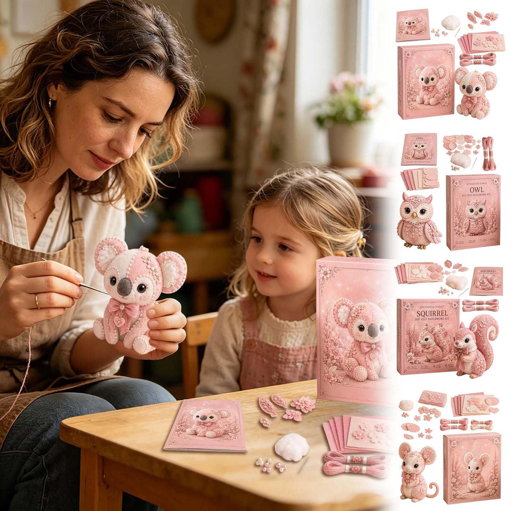 🧵Pink Woodland Friends DIY Felt Patchwork Kit🧵