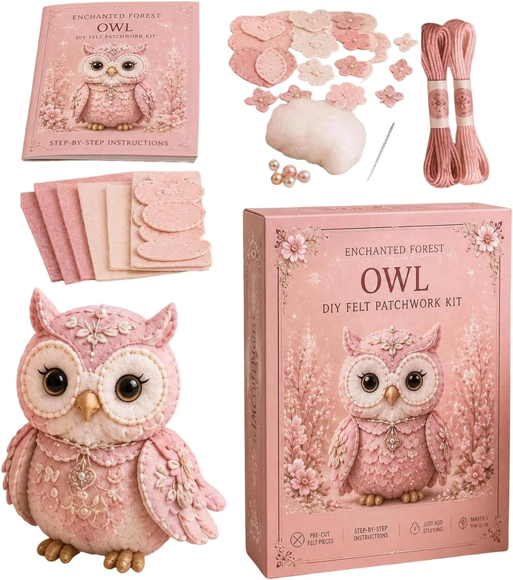 🌸Pink Woodland Friends DIY Felt Patchwork Kit🌸（B）
