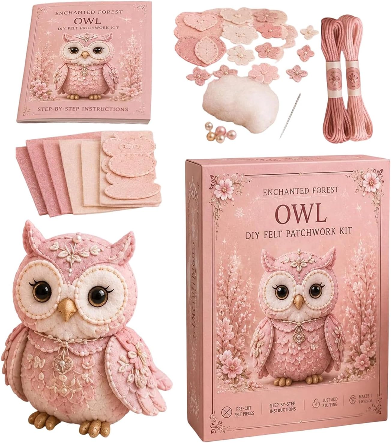 🧵Pink Woodland Friends DIY Felt Patchwork Kit🧵