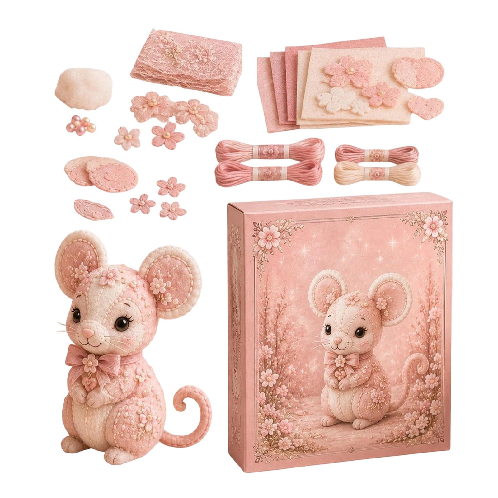 🧵Pink Woodland Friends DIY Felt Patchwork Kit🧵